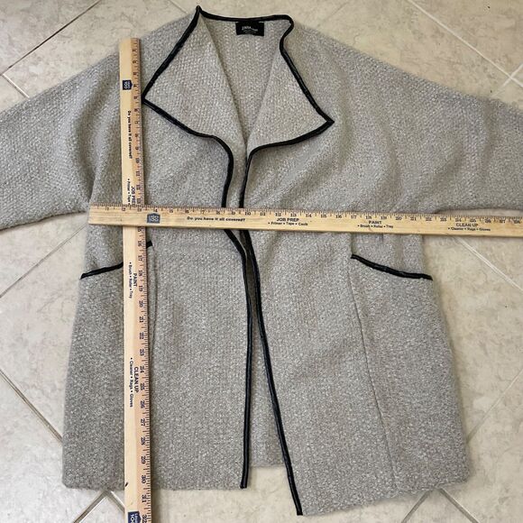 Zara Knit Cardigan Sweater Jacket women’s size M faux leather trim w pockets OF - Picture 5 of 10